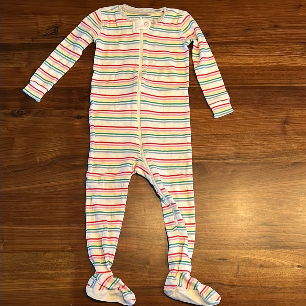Colorful Striped One Piece Sleeper with Non-Slip Feet